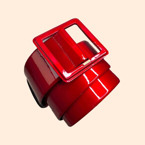 Chanel Vintage Red Wide Belt - Picture 1 of 10